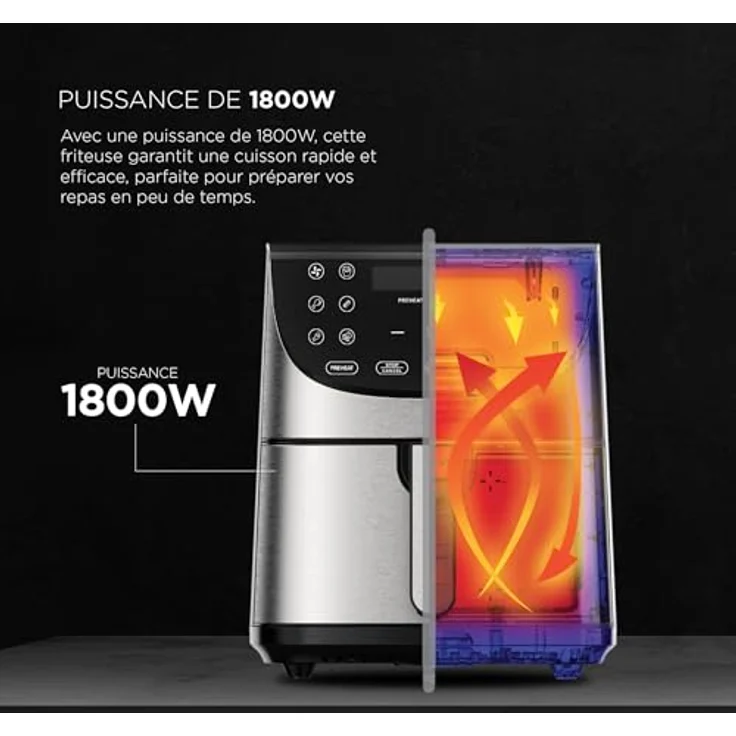 MasterPRO Rocket 700 | Freidora Sin Aceite de 7 L y 1700 W | Pantalla LED Táctil y Cesta Antiadherente | 80-200ºC | Negra – Bild 2