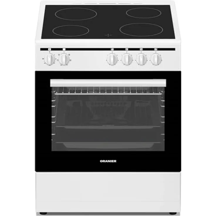 Oranier Elektro-Standherd 50 cm - weißer freistehender Elektro-Herd mit 47 Liter Backofen - 7 Funktionen - 4 Zonen Glaskeramik-Kochfeld - STE531