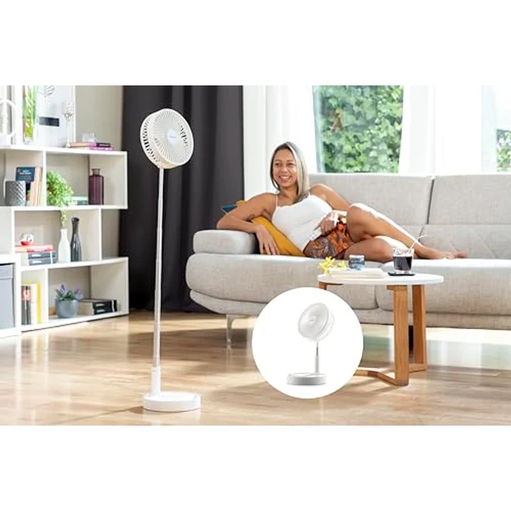 InnovaGoods Faltbarer wiederaufladbarer 3-in-1-Ventilator Fandle, 7,7'' mit 7200 mAh, 4 Geschwindigkeitsstufen, Timer und Fernbedienung – Bild 5