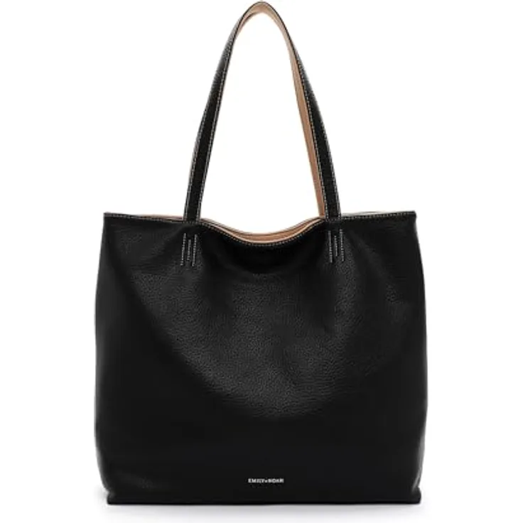 EMILY & NOAH Shopper E&N Eva, Damen Tasche aus Feinsynthetik mit Echtleder-Optik, abnehmbaren Umhängeriemen, zweifarbigen Design und Magnetverschluss