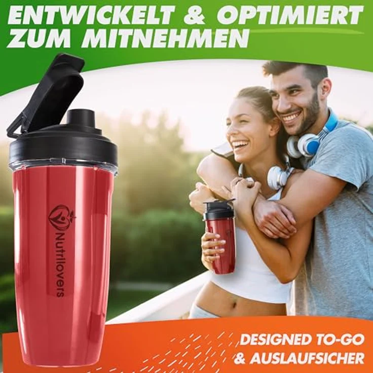Nutrilovers NUTRI-BLENDER, 1000 Watt Mini-Mixer mit Auto-IQ, 800 ml BPA-freiem Tritan-Trinkbecher und Edelstahlmessern, Smoothiemaker to go – Bild 5