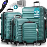 Monzana Kofferset, Hartschalenkoffer Zwillingsrollen Zahlenschloss Waage Gurt Reisekoffer Grün