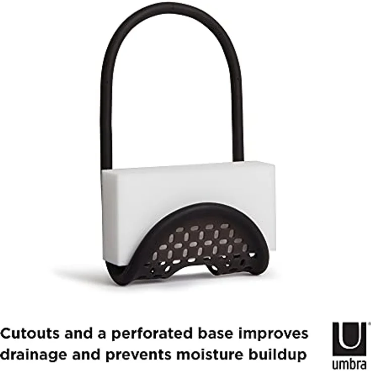 Umbra Sling Flexible Spülbeckenablage, multifunktionaler Halter für Küchenschwamm, Topfschrubber, Spülbürste, Spüllappen und Mehr, Schwarz – Bild 5