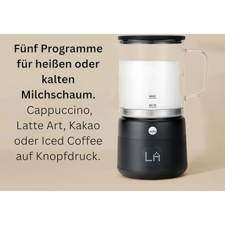 Wilfa SILKY MF1B-250, Milchaufschäumer mit 5 Programmen, 600 W, für heißen und kalten Schaum – Bild 3