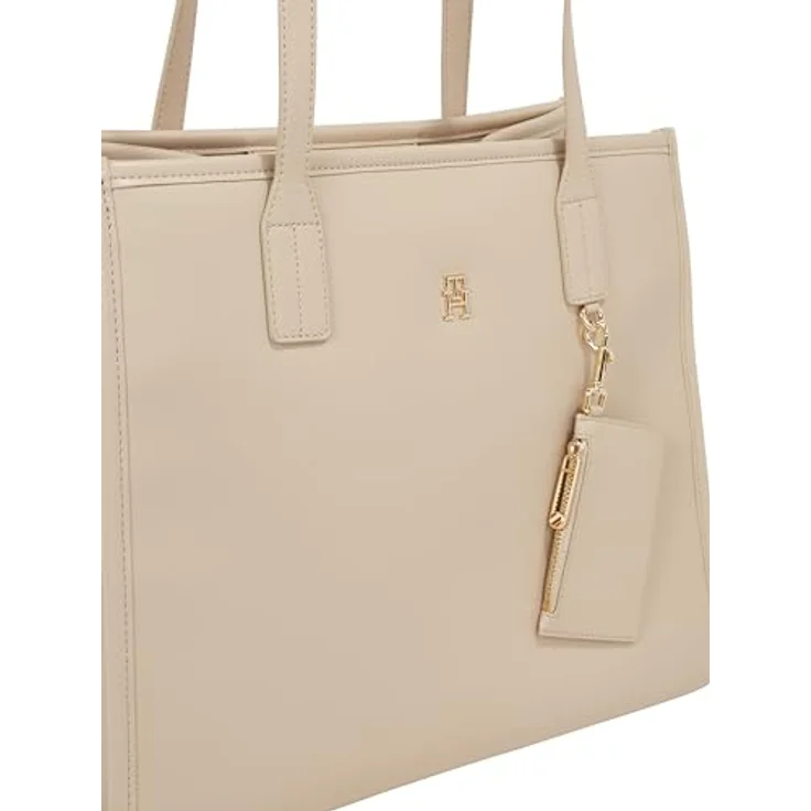 Tommy Hilfiger Shopper TH CITY TOTE, Handtasche Damen Tasche Damen Henkeltasche, White Clay, unifarben – Bild 4