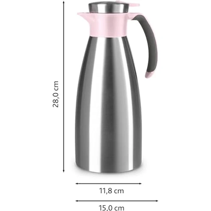 Emsa Soft Grip Isolierkanne, 1,5 l, Edelstahl, Quick Tip Verschluss, 12h heiß, 24h kalt, trendige Farben – Bild 8