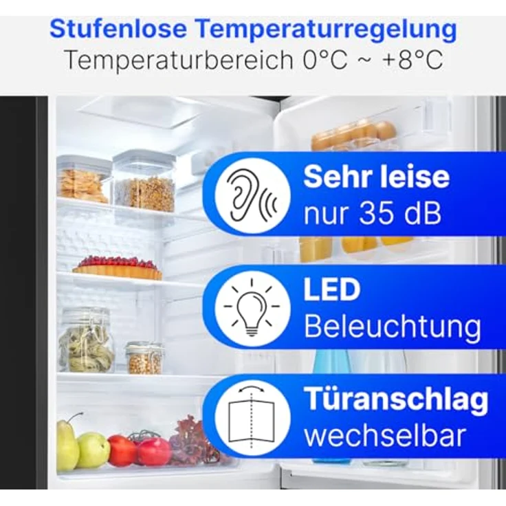 Bomann® Kühlschrank VS 7258, ohne Gefrierfach, 126L, 85cm, leise, dark inox – Bild 6