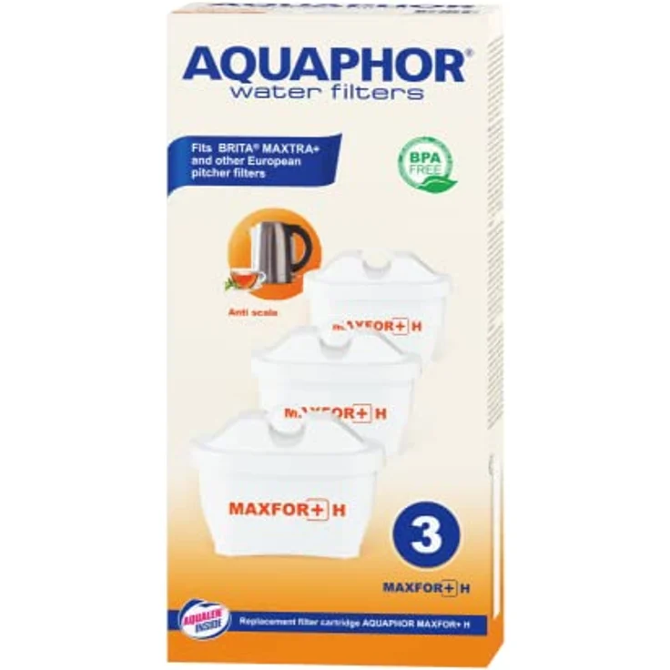 Aquaphor MAXFOR+ H Filterkartusche Wasserfilter 3er Pack mit EXTRA KALKSCHUTZ AQUALEN, patentierter Ionenaustausch-Faser, kompatibel mit BRITA Modellen, reduziert Kalk und unerwünschte Stoffe – Bild 3