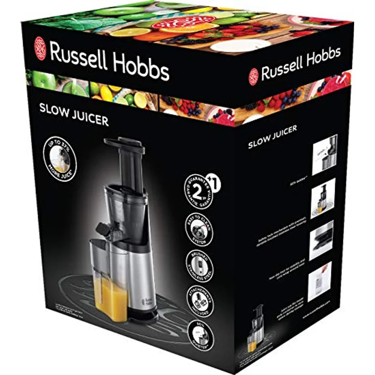 Russell Hobbs 25170-56 Slow-Juicer (Entsafter für Obst und Gemüse, 3 Siebeinsätze (fein, grob und gefrorene Früchte), inkl. Rücklauffunktion, BPA-frei, elektrische Obstpresse, Saftpresse) – Bild 3