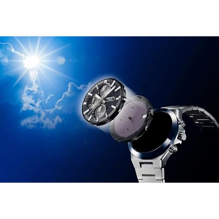 Casio Edifice EFS-S650D-2AEF, Herrenuhr Solar Chrono aus Edelstahl mit blauem Zifferblatt und kratzfestem Saphirglas – Bild 5