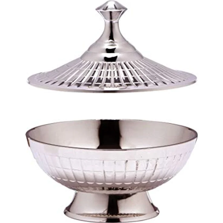 Orientalische Zuckerdosen Dosen aus Messing in Silber Anwar 12cm| Marokkanische Minzdose Tee Kaffee Dose klein | indische Vintage Vorratsdose Gewürzdose rund | Orientalische Dekoration auf dem Tisch – Bild 5
