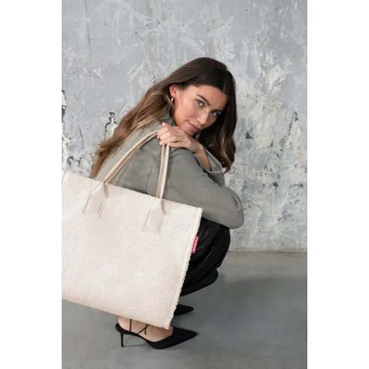 reisenthel Daily Shopper teddy sand, Einkaufstasche mit großem Hauptfach, Druckknopfverschluss und Reißverschlusstasche, Beige – Bild 9