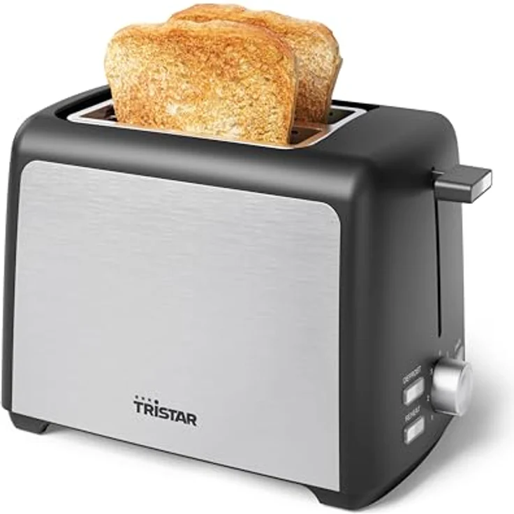 Tristar Haushaltsgeräte TriStar Toaster Edelstahl (BR-1058) - Kompakter Toaster mit Brötchenaufsatz und Abbruchfunktion, schwarz – Bild 2