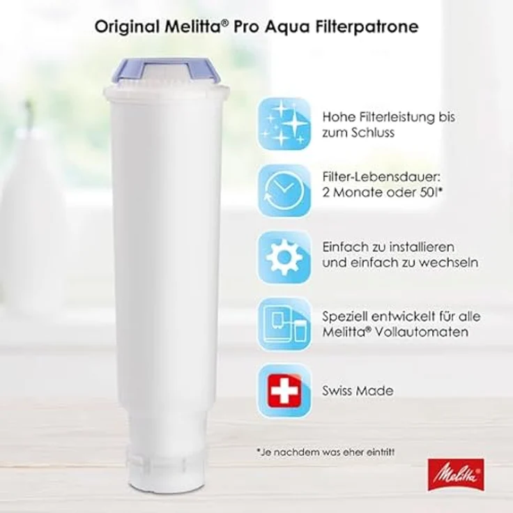 Melitta Wasserfilter Pro Aqua 3-er Set, Zubehör für Kaffeevollautomaten mit Claris System, Schutz vor Kalkablagerungen – Bild 4