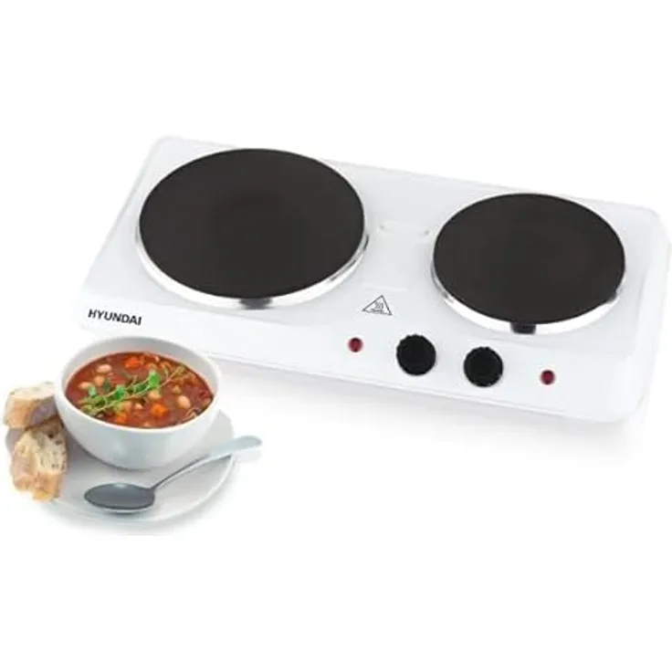 HYUNDAI Kochplatte EP310W I 2500 W I 18.5cm & 15.5cm Gussplatte I Stufenlose Regulierung I Betriebsleuchte