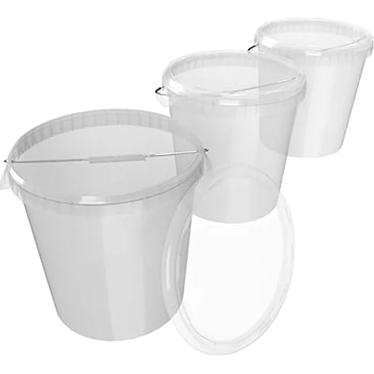 FixedByU 3 Eimer mit Deckel 30 Liter, lebensmittelecht und luftdicht, transparent, für Lebensmittel und Haushalt – Bild 1