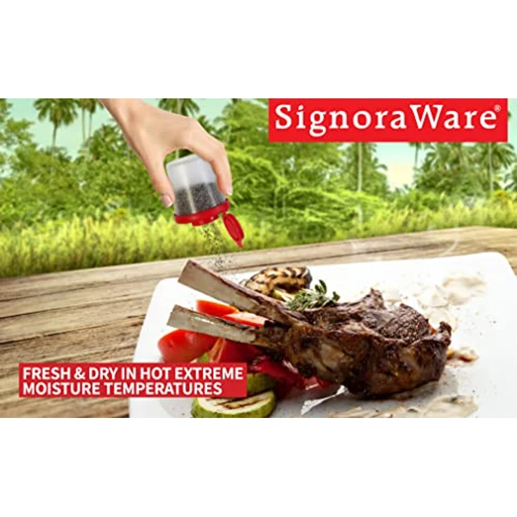 Signora Ware kleine Salz- und Pfefferstreuer für unterwegs - Mini Streuer Set für Salz und Pfeffer mit Deckel zum mitnehmen - Perfekt für Reisen, Camping und To-Go - Verschließbar - 85g, 2er Packung – Bild 2