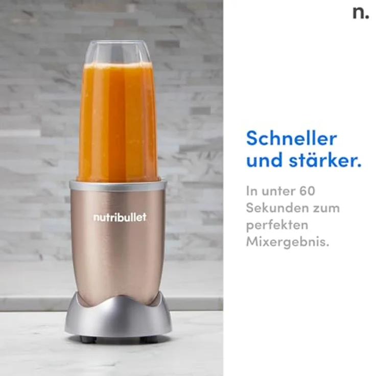 NUTRiBULLET 900 W ? ABZIEHER Nährstoffen patentierte Technologie ? Entsafter für Zubereitungen Kulinarische Healthy ? Vorreiniger Kulinarische mit Cup To Go für zu nutriblast mit sich, Kunststoff, Champagne 900W, 29 x 17 x 34 cm – Bild 4