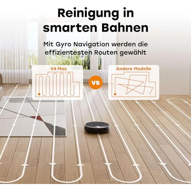 ZACO V4 Max Saugroboter ohne Wischfunktion, Anti-Haarverwicklungstechnologie, 3000Pa Saugkraft, GyroNav, ultraschlankes Design 30x7,6cm – Bild 4