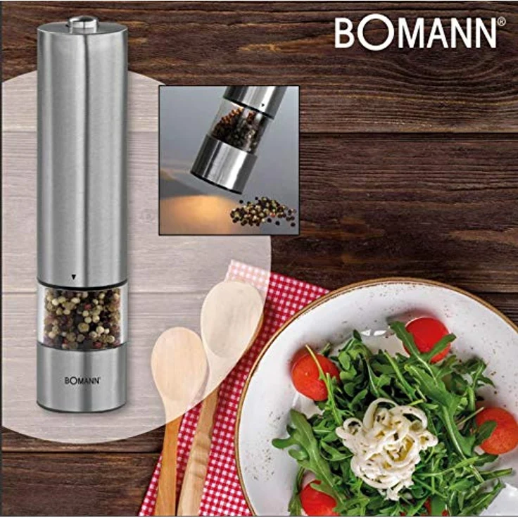 bmf-versand® Pfeffermühle Elektrische mit Licht - Pfeffer und Salzmühle Set Edelstahl Batteriebetrieben - Gewürzmühle Keramikmahlwerk Beleuchtung - Salz und Pfeffer Gewürzmühlen Elektrisch – Bild 2