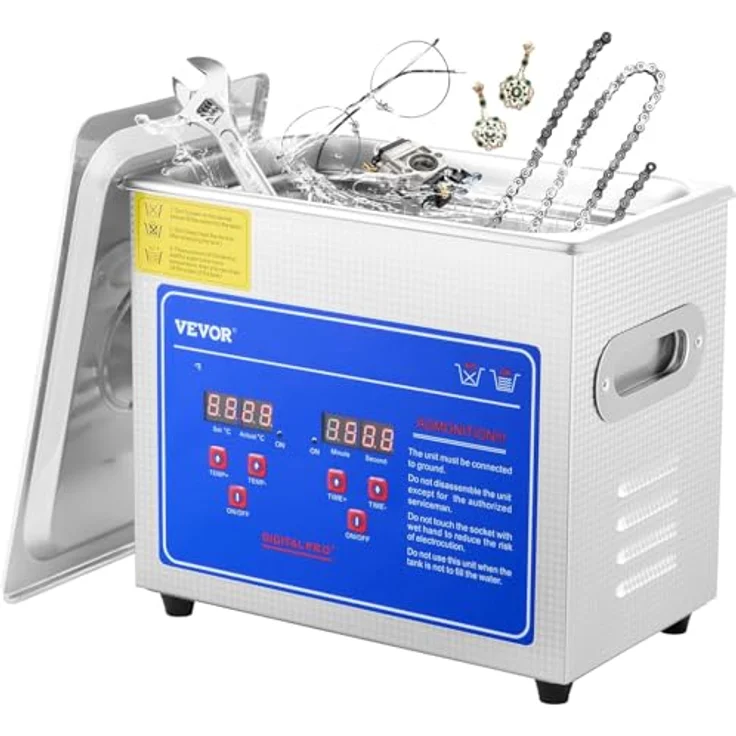 VEVOR Ultraschallreiniger 2,85 L, Hochleistungs-Ultraschallreinigungsmaschine mit 120 W und 40 kHz für Schmuck, Brillen und Uhren, Edelstahlqualität – Bild 1