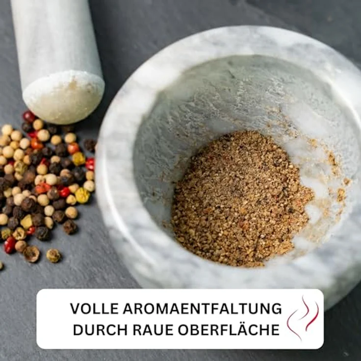 Westmark Mörser mit Stößel, Marmor, Innendurchmesser: 7,5 cm, Gourmet, Weiß-Grau, 69592260 – Bild 3