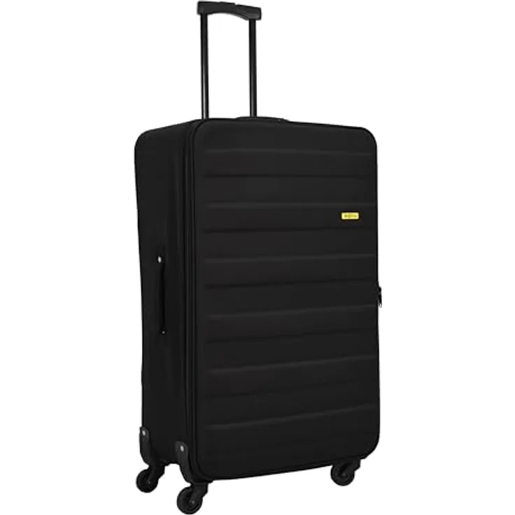 SIGN Stoffkoffer Reisekoffer Trolley (Handgepäck-Mittel-Groß-Set) + 5cm Dehnungsfuge (Schwarz, Großer Koffer (70cm)) - Leicht, stabil, 360° Rollensystem
