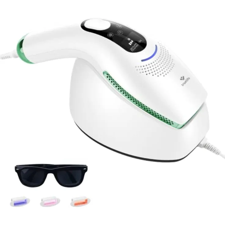 TrueLife BELLE IPL E5 IPL Geräte Haarentfernung Laser mit Kühlsystem, 600.000 Lichtimpulse, 5 Lichtstärken, Schmerzfreie Haarentfernung Laser für alle Körperteile, LCD-Display, Augenschutzsensor
