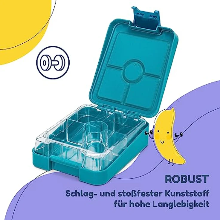 Klarstein schmatzfatz easy Snackbox, 4 Fächer, luftdicht und spülmaschinenfest, 18 x 15 x 5 cm – Bild 6