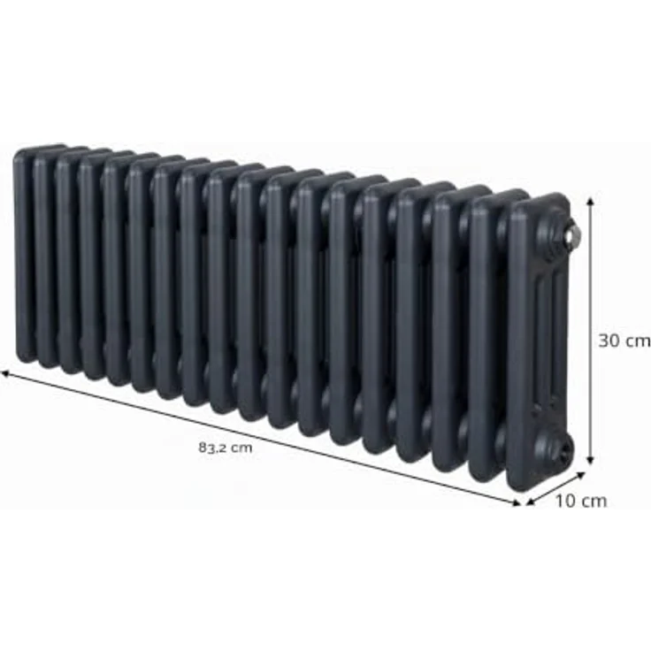 Monster Shop Traditioneller 3-Spalten-Heizkörper 300 x 832mm, horizontaler Wandheizkörper, matt Anthrazit Grau, hohe Wärmeleistung 2501 BTU, inkl. Reinigungsbürste und Befestigungsset – Bild 5