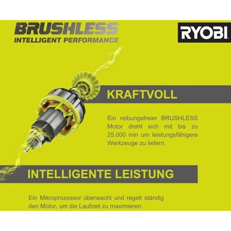 RYOBI 18 V ONE+ Brushless Bodenhandsauger RSVS18BL-1C40G, 90 AW Saugleistung, bürstenloser Motor, inkl. 4,0 Ah Akku und 2,0 A Ladegerät, Anthrazit – Bild 3