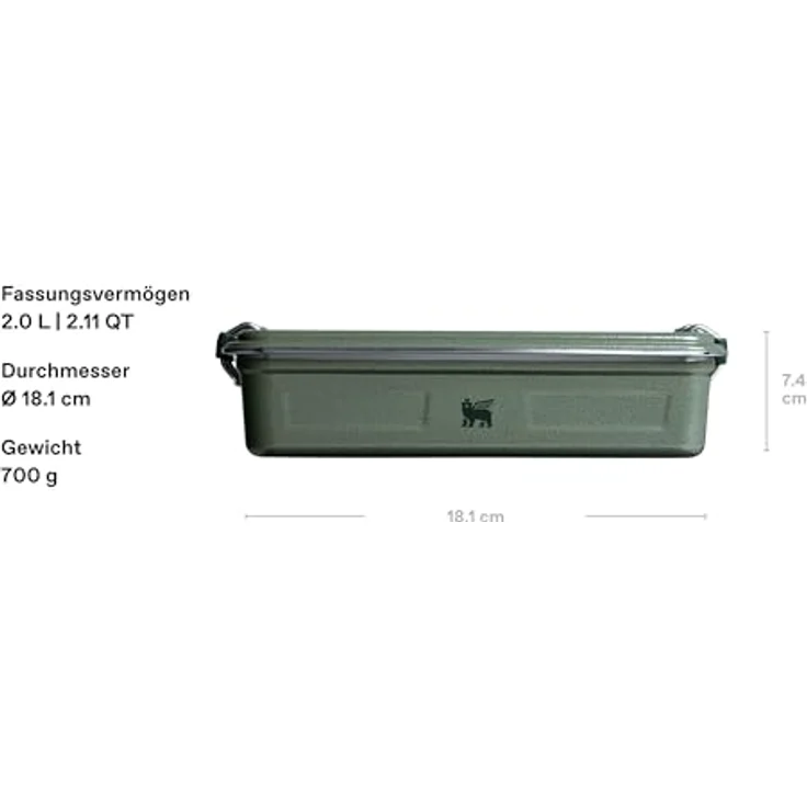 STANLEY 1913 Useful Classic Box 2L, Spülmaschinenfeste Edelstahl-Lunchbox, stapelbar, BPA-frei, Hammertone Green – Bild 2