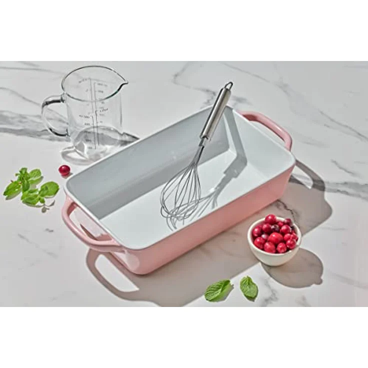 RESTO Kitchenware Auflaufform Fornax Backform Groß Hoher Rand Lasagneform Antihaftbeschichtet, Keramik, Rechteckig, rosa – Bild 5