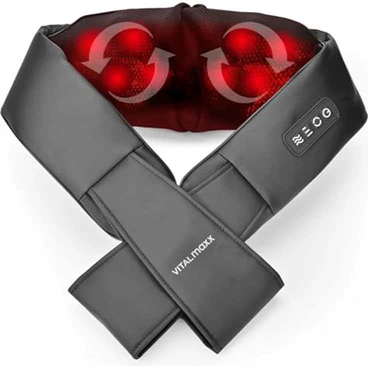 VITALmaxx Shiatsu Nackenmassagegerät | Massage mit Wärmefunktion, Knetmassage & Druckmassage | 8 rotierende Massagebälle, schwarz – Bild 1