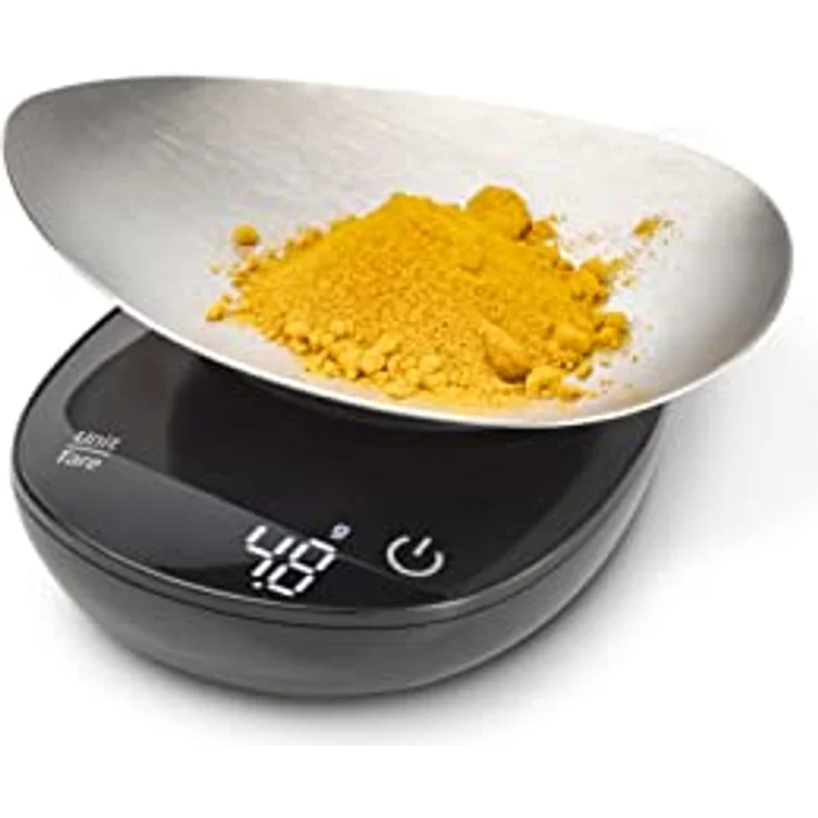 CASO FinoCompact, sehr präzise Feinwaage für Gewürze, Tee, Kaffee, Medizin etc., Zuwiegefunktion Tara, Wiegeskala 0,1 g - 500 g in 0,1 g Schritten, inkl. Wiegeschale aus gebürstetem Edelstahl – Bild 2