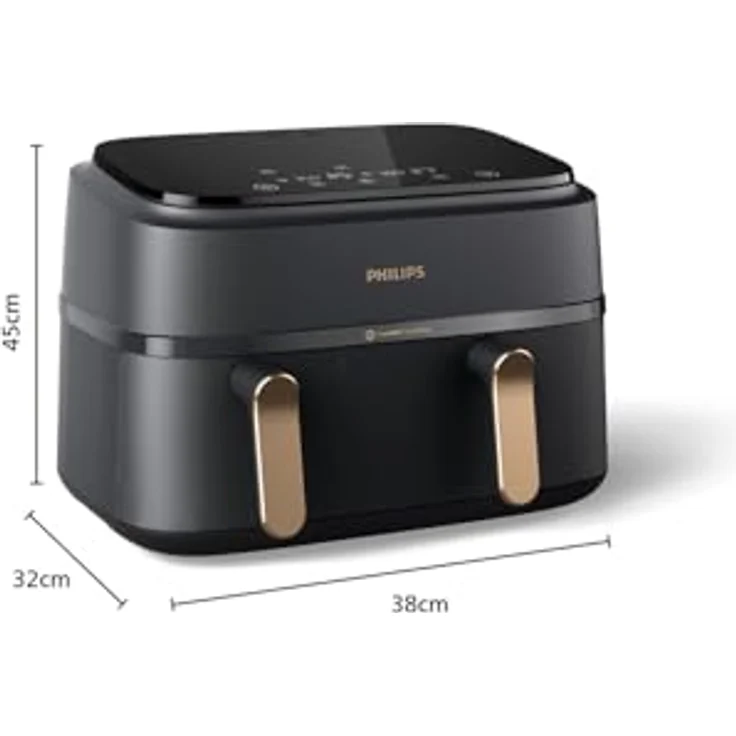 Philips Heißluftfritteuse NA352/04 3000 Series Doppel-Heißluftfritteuse, Kupfer-Grau, 9 Liter, 16-in-1 Kochfunktionen, 2750 Watt – Bild 4