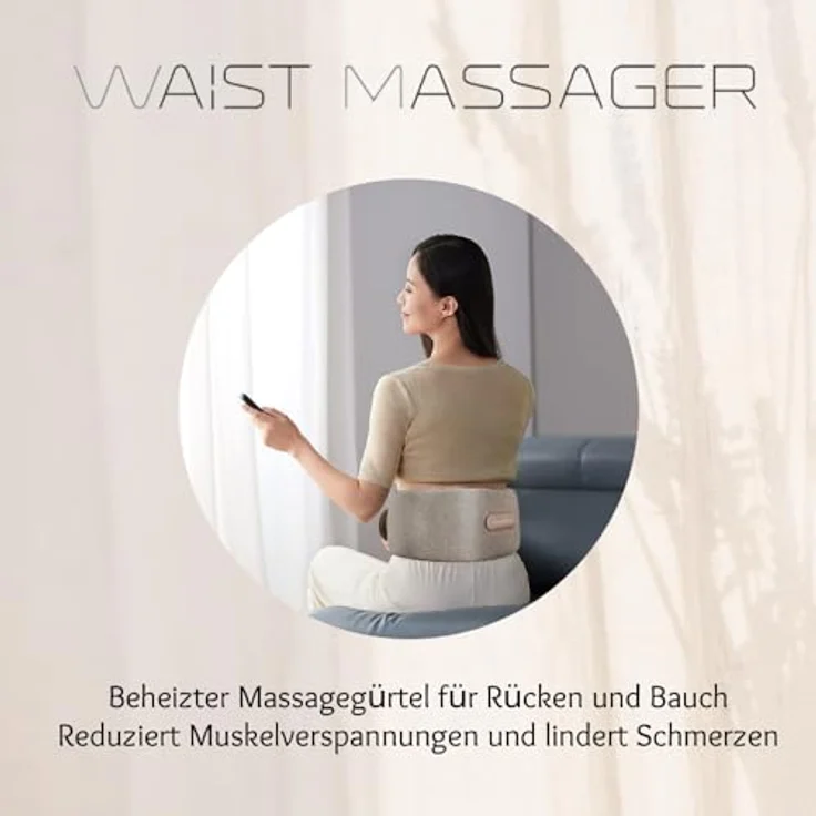 Terraillon WAIST MASSAGER, Massagegürtel für Rücken und Bauch, Vibration und Kompression, 3 Temperaturstufen, USB-C wiederaufladbar – Bild 2