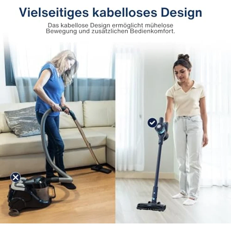 Samako CleanDetect Lite 250W, kabelloser Handstaubsauger mit 22 kPa Saugkraft, 0,5-L Beutel und waschbarem HEPA-Filter – Bild 2