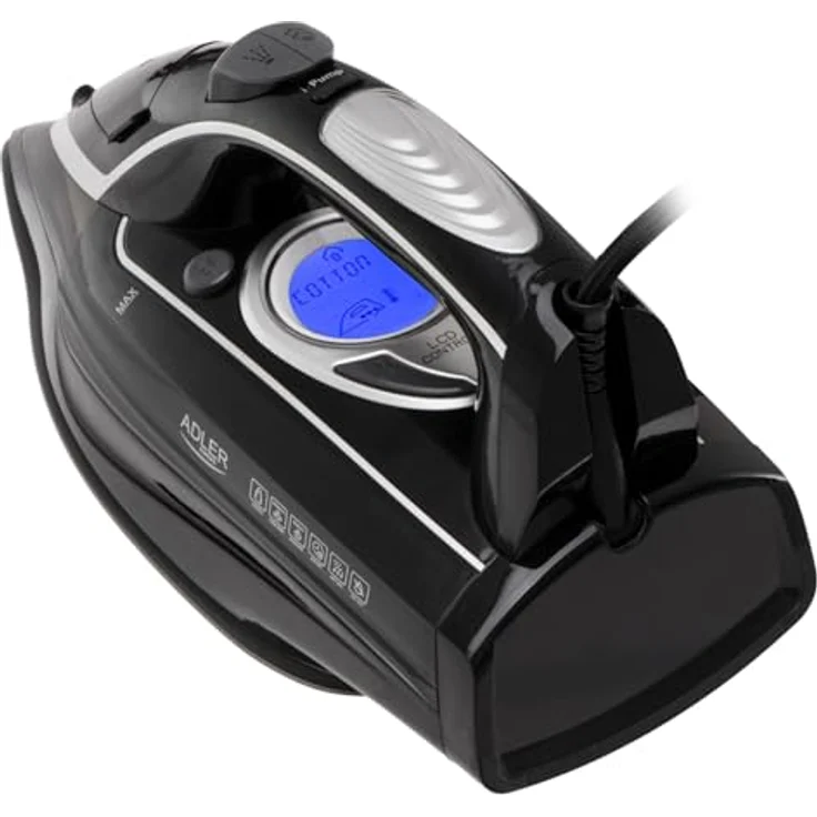Adler Żelazko parowe AD 5054, Dampfbügeleisen mit 3000 Watt, Schwarz und Grau, 260 g/min Dampfausstoß, Keramikbeschichtung, 0,45 l Wassertank – Bild 5