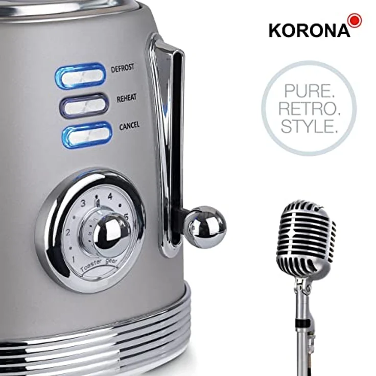 Korona Toaster Retro Design Toaster 21667, 850W, Chrom Optik, Vintage Style, 2 Scheiben, grau – Bild 6