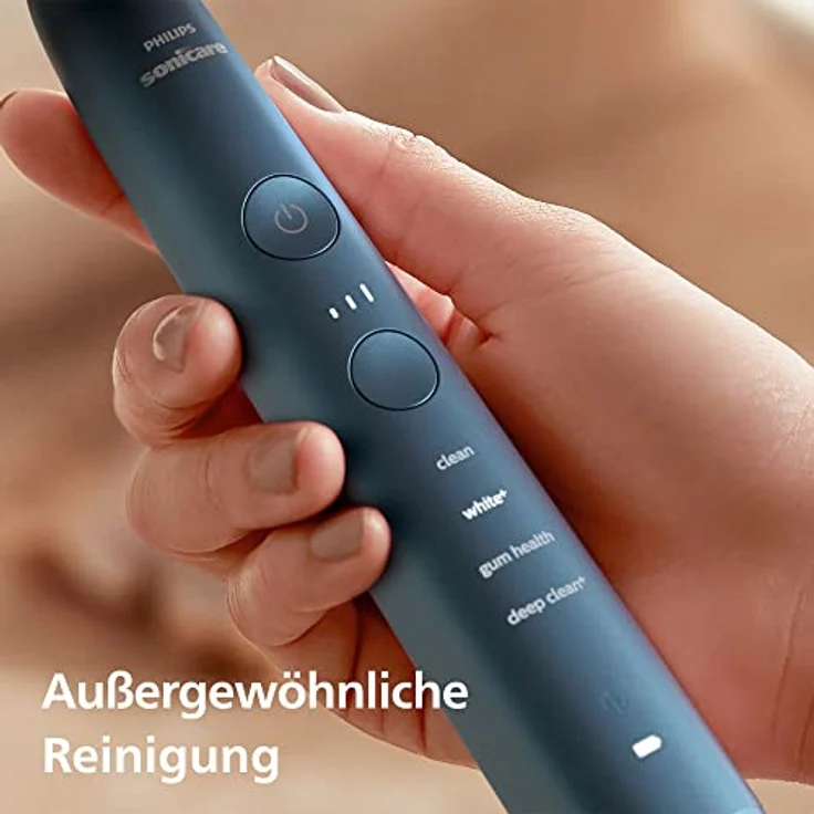 Philips Sonicare DiamondClean HX9911/89 elektrische Zahnbürste der 9000er Serie – Schallzahnbürste, sauberere Zähne und Mundpflege mit 4x C3 Premium Plaque Defense-Bürstenköpfen, Aquamarine – Bild 4