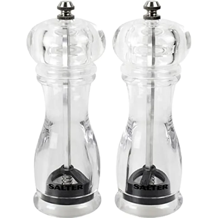 Salter 7606 CLXR salz und pfeffermühle set, Küche Pfeffer-Salzmühlen-Mühle, Diamant-Hartkeramik Schleifmechanismus, leicht einstellbar, 67g Salz/30g Pfeffer, BPA-Frei, Tafelsalzstreuer