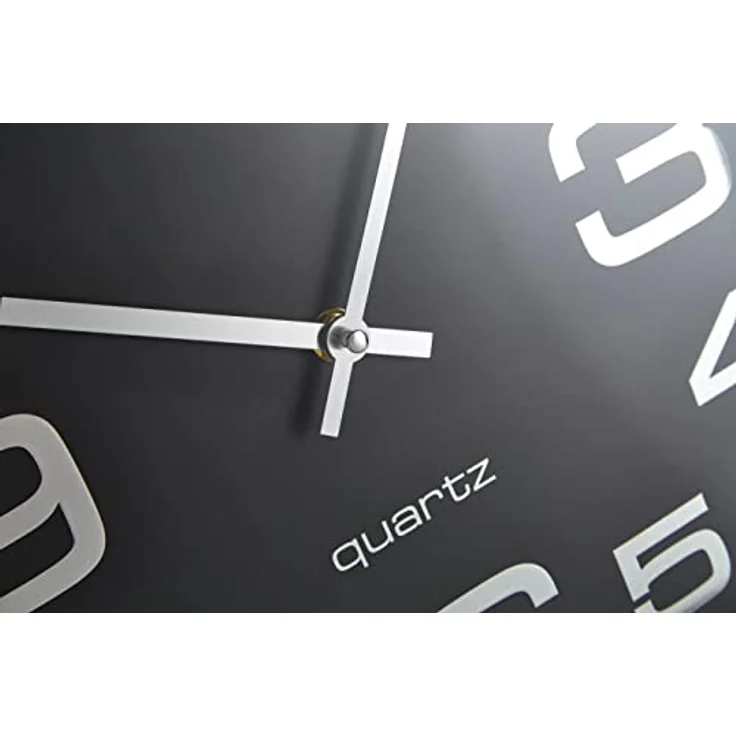 Alco-Albert 187-11 Wanduhr, quadratisch mit silbernem Rahmen und schwarzem Ziffernblatt, 28,3 x 4,1 cm – Bild 5