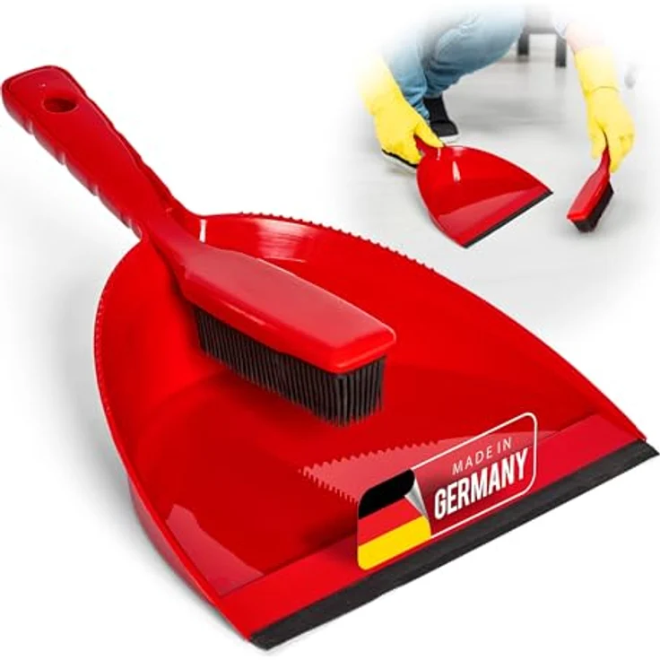 Novaliv Schaumstoffbesen Kehrgarnitur, Handfeger und Kehrblech, ideal für Haare und Tierhaare, schwarz, für Teppich, Parkett und Fliesen – Bild 1