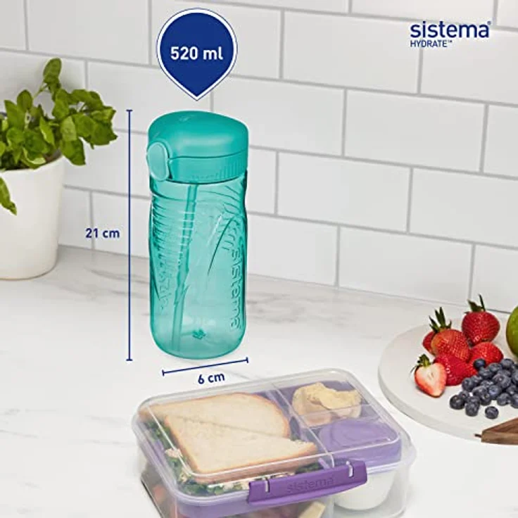 Sistema Quick Flip Trinkflasche, Farblich Sortiert, 520 ml – Bild 5