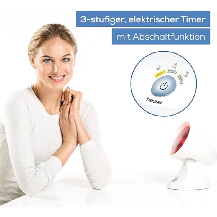 Beurer Infrarotlampe IL 35 Abschaltautomatik 3 Temperaturstufen 150 Watt Leistung weiß – Bild 4