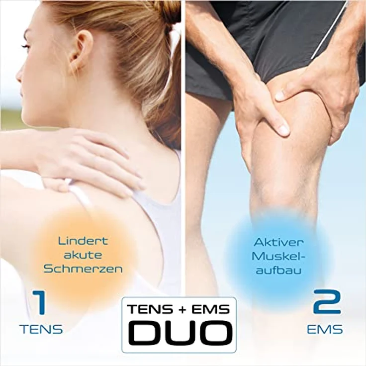 prorelax TENS/EMS Duo | Elektrostimulationsgerät | 2 Therapien mit einem Gerät | Natürliche Therapie gegen chronische Schmerzen und zum Muskelaufbau | 1er Pack – Bild 4