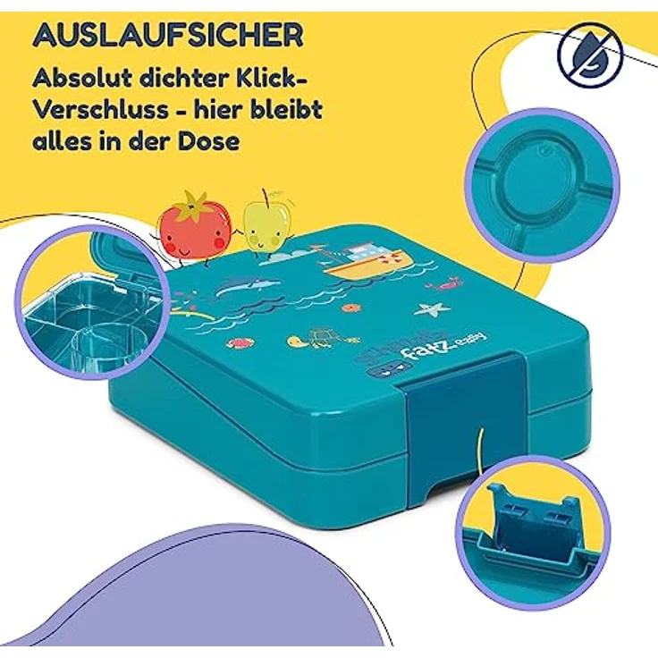 Klarstein schmatzfatz easy Snackbox, 4 Fächer, luftdicht und spülmaschinenfest, 18 x 15 x 5 cm – Bild 3