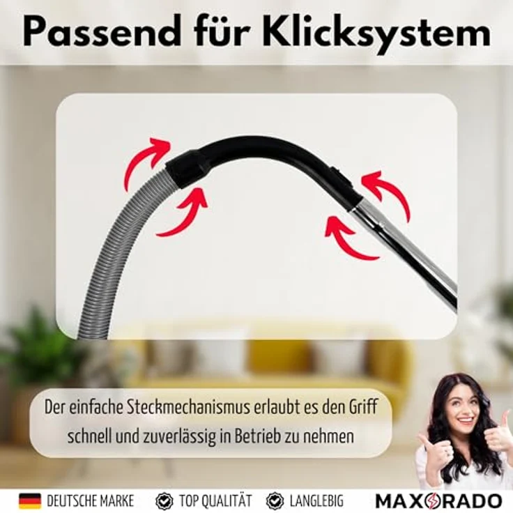 Maxorado Staubsaugerrohr Handgriff für Miele S8340, S771, S712, mit Saugkraftregler und gebogener Form, Zubehör für Miele Staubsauger – Bild 2
