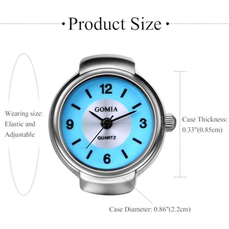 JewelryWe Ringuhr Damen, elastische Fingeruhr mit blauem Zifferblatt, klassisches Analog-Design, wasserdicht bis 10m – Bild 4
